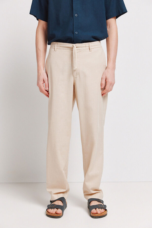 Springfield Dobby straight fit trousers nude