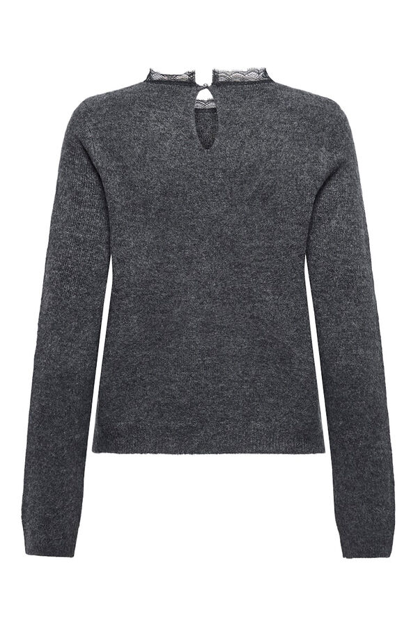 Only Pullover mit Spitzendetail Grau