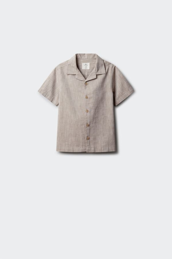 Springfield Kids Camisa manga curta para menino em efeito linho camel