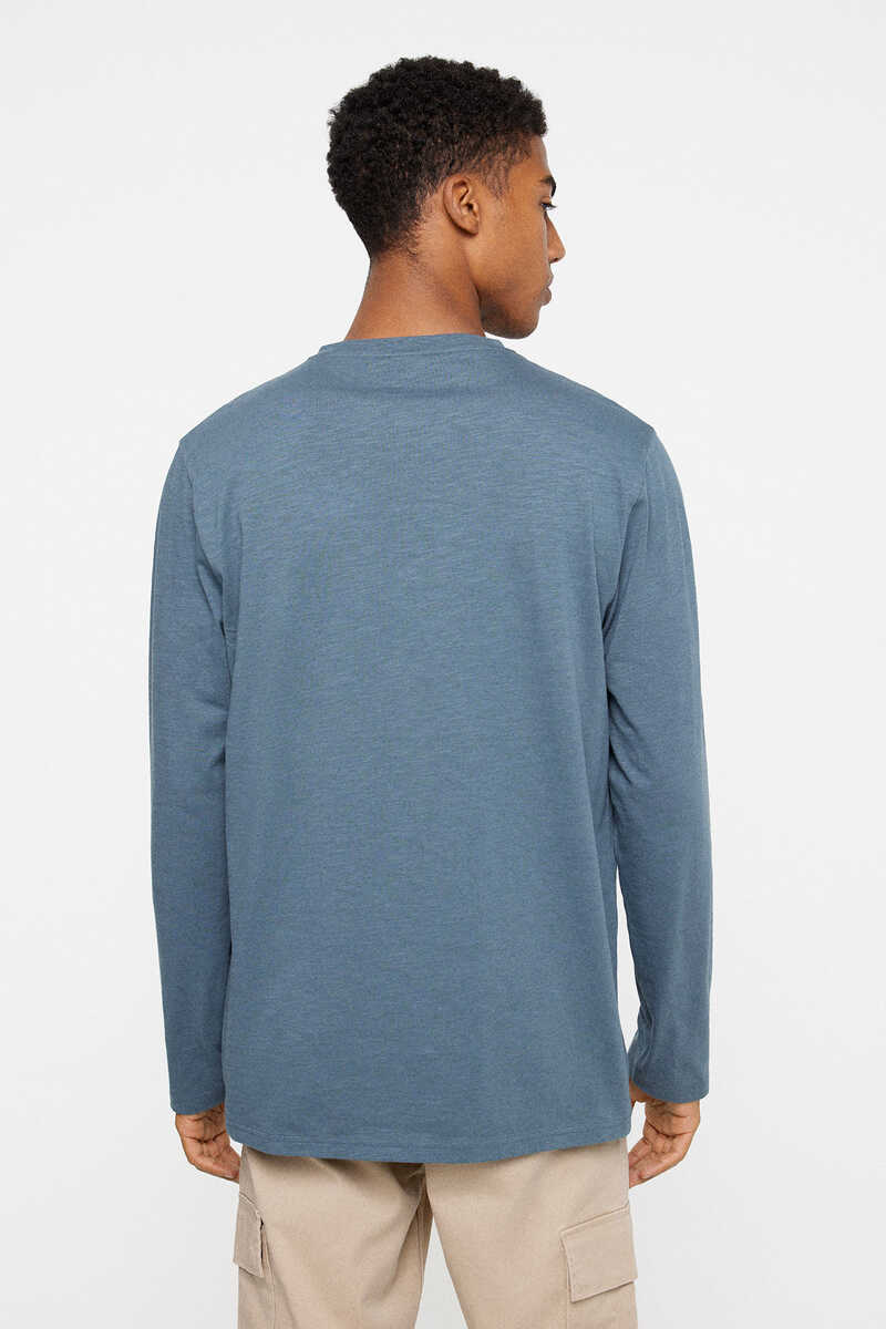Springfield Long-sleeved Henley T-shirt acqua