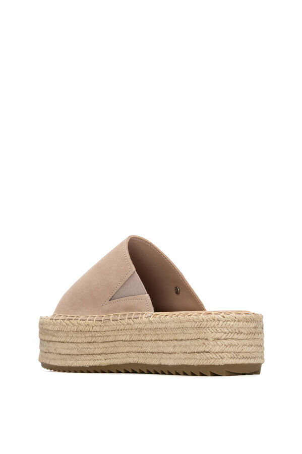 XTI Split leather and jute sandal marron