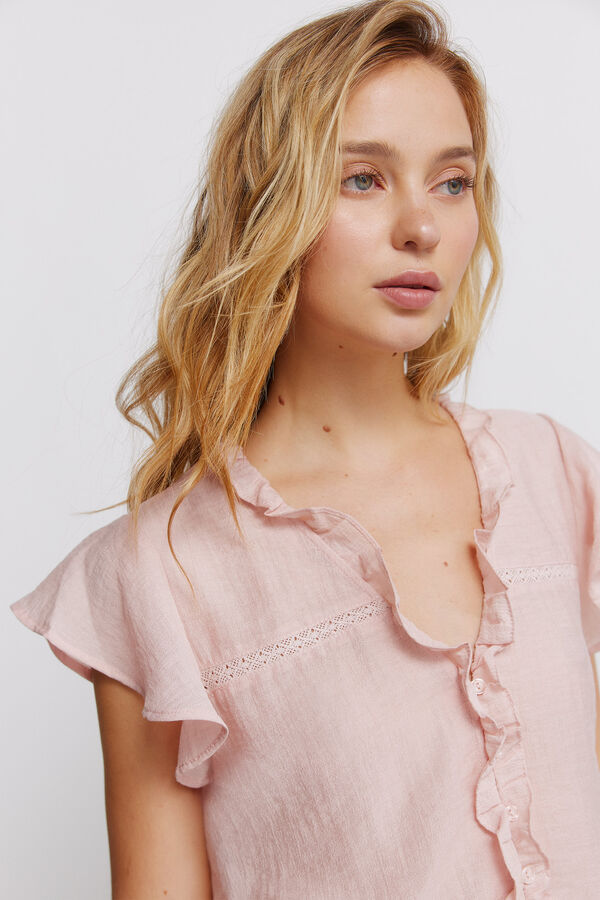 Springfield Lace ruffle blouse pink