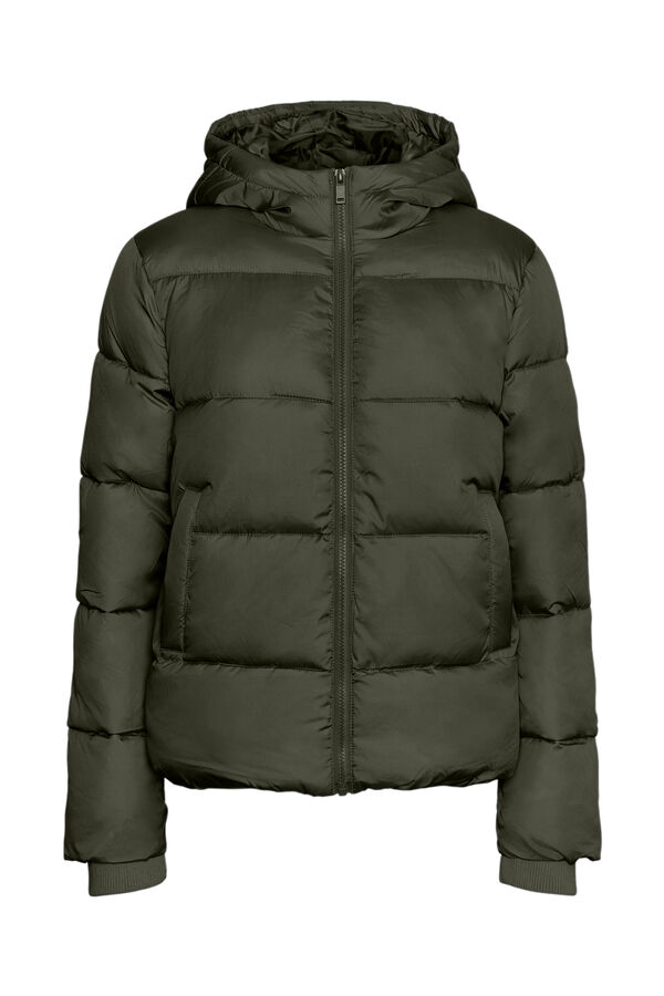Pieces Puffer short coat with hood printed
