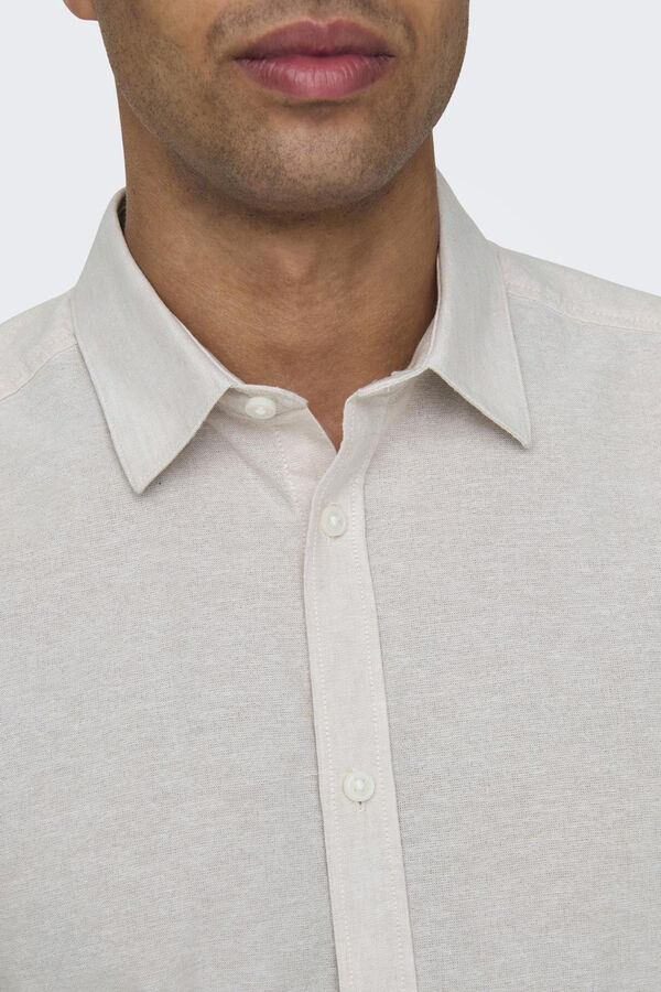 Springfield Camisa manga corta lino gris medio