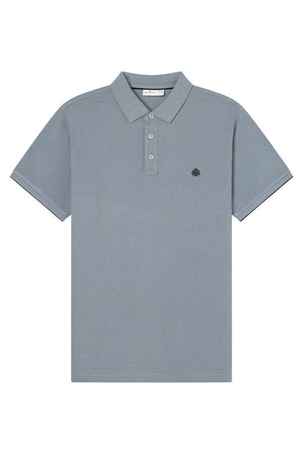 Springfield Polo en piqu&eacute; coupe slim &agrave; poignets contrastants bleu