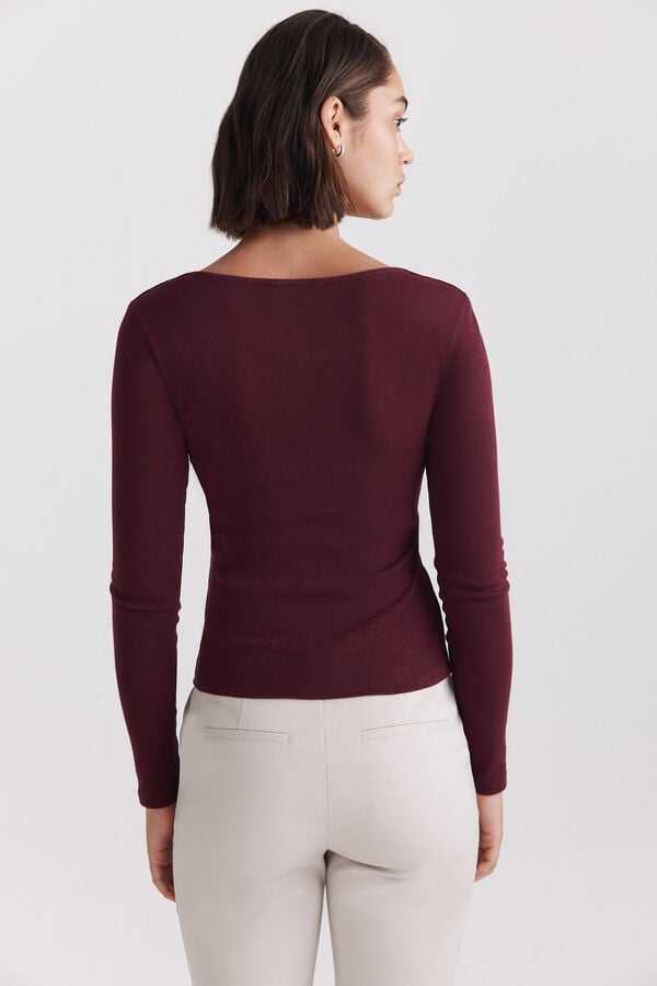 Springfield Cotton square neck T-shirt red