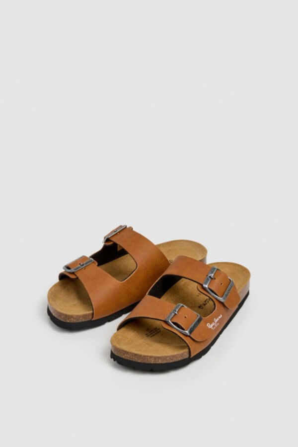 Pepe Jeans Double buckle anatomical sandals nude