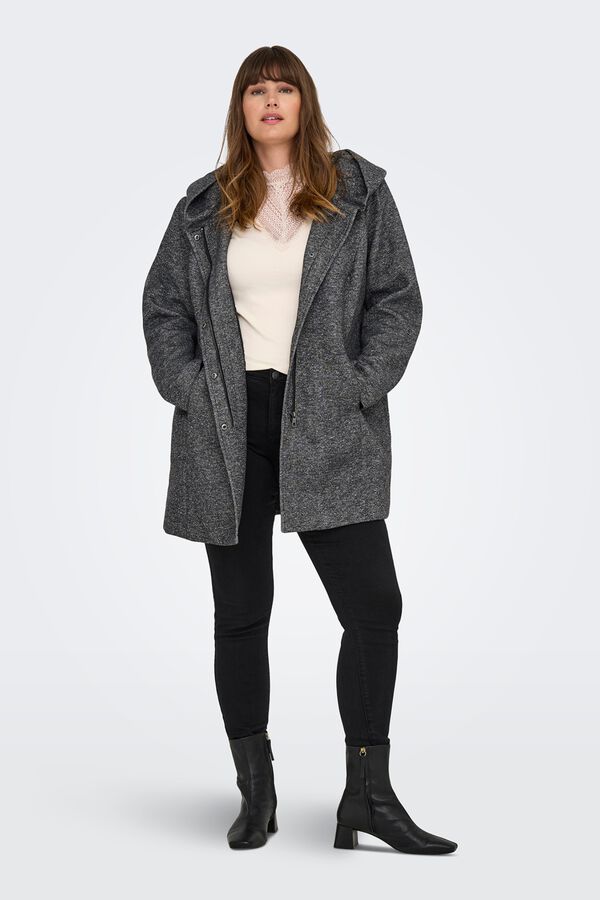 Only Carmakoma Midi cloth coat plus size grey