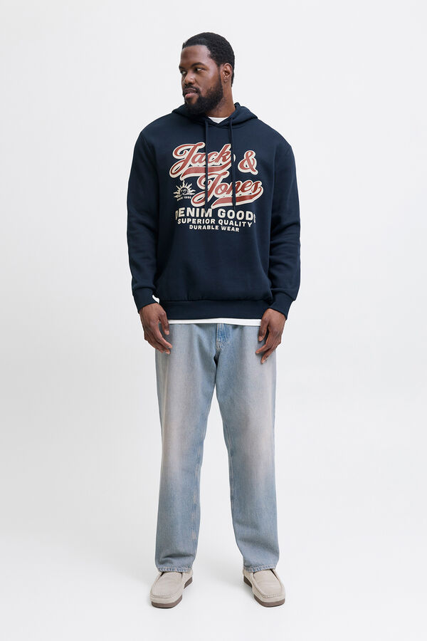 Jack & Jones PLUS Sudadera con capucha b&aacute;sica azul