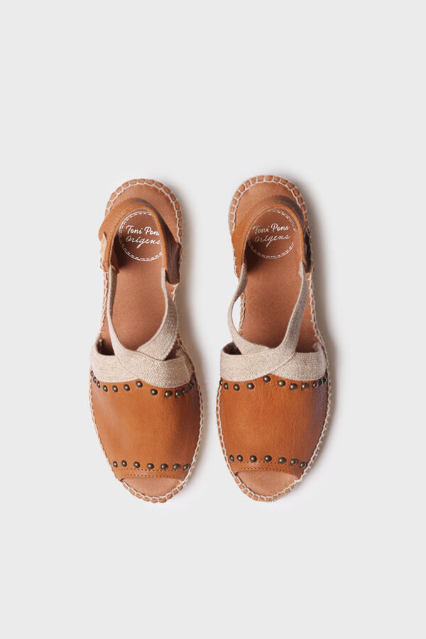 Toni Pons stockings wedge leather espadrille nude