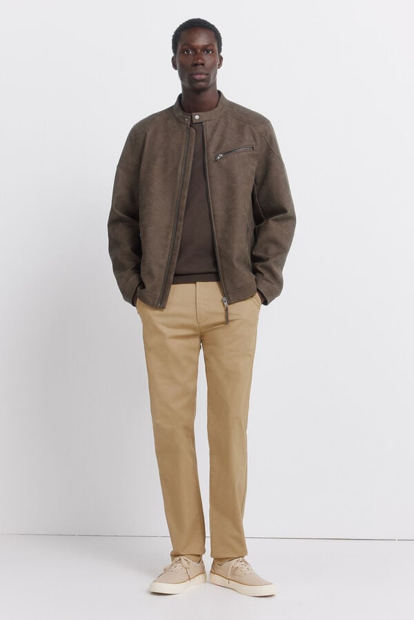 Springfield Slim fit micro-print trousers grey