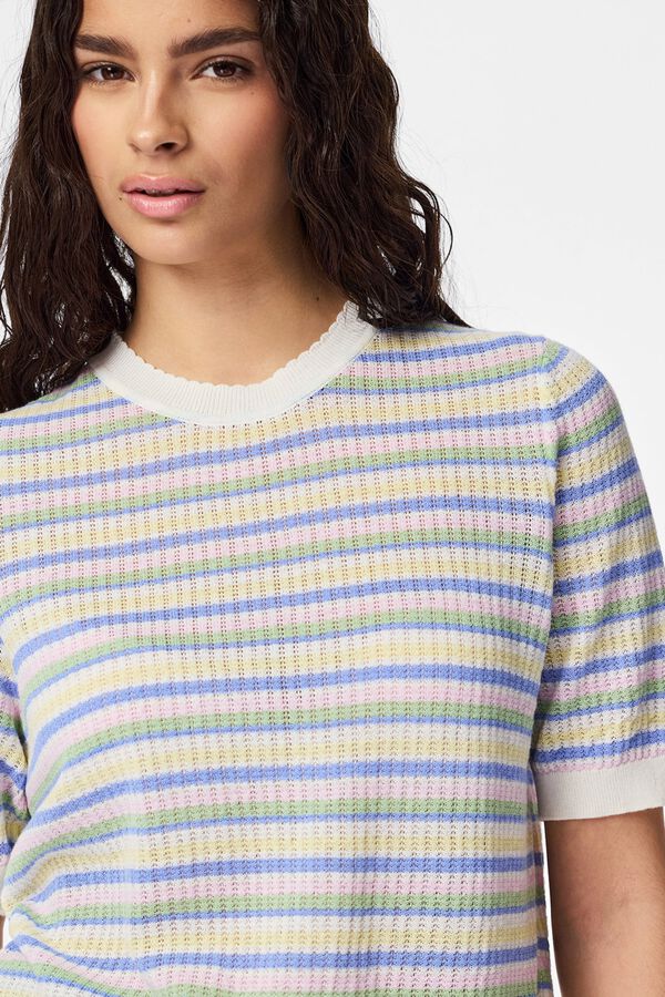 Pieces Fine knit short sleeve jumper white