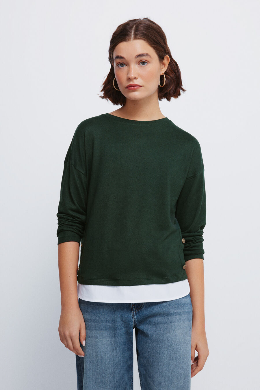 Camiseta combinada botones lateral