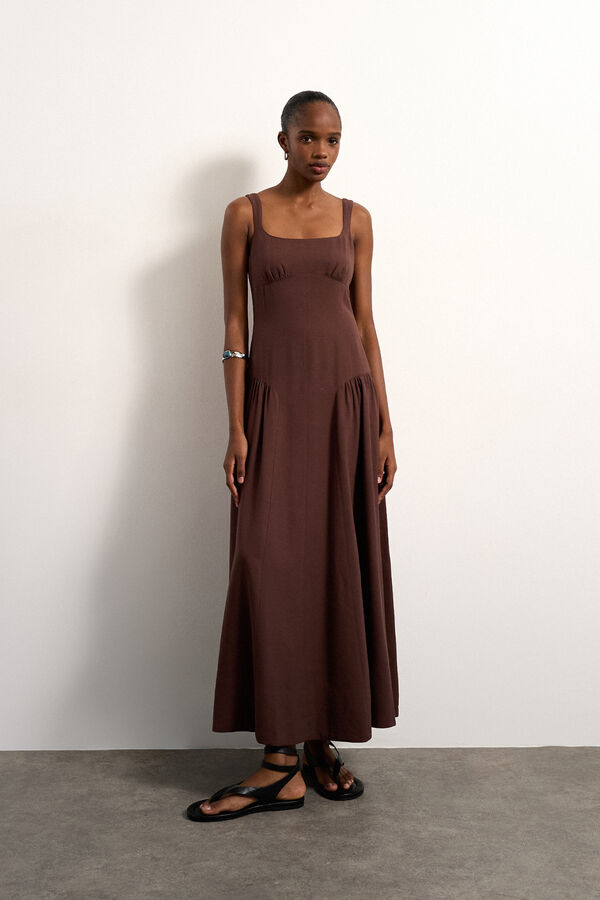 Topshop Vestido midi de al&ccedil;as cru
