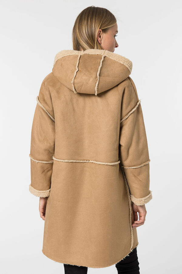 Springfield Sheepskin jacket with hood srednja bež