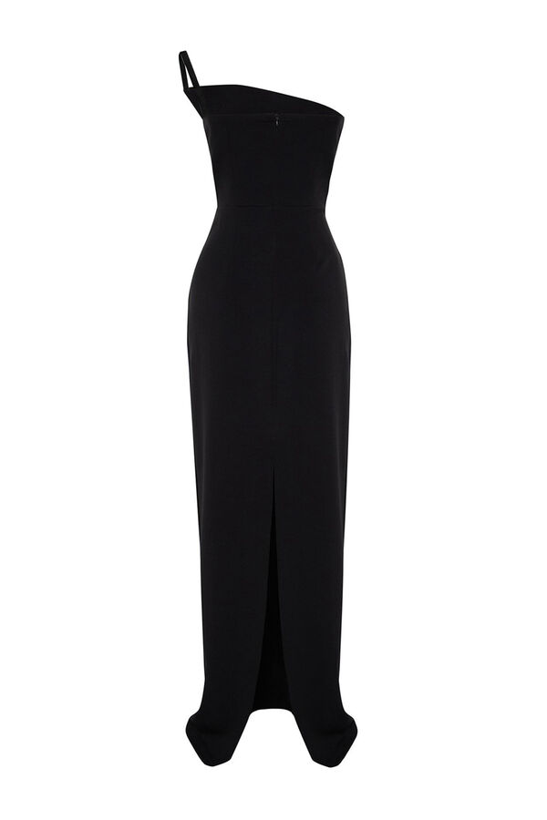 Trendyol Vestido longo assim&eacute;trico preto