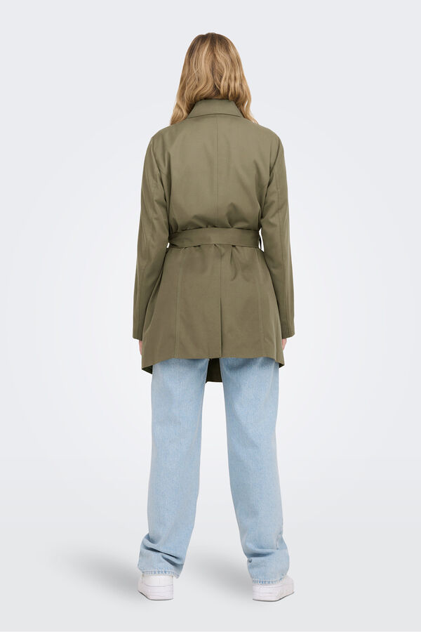 Only Belted midi trench coat grey