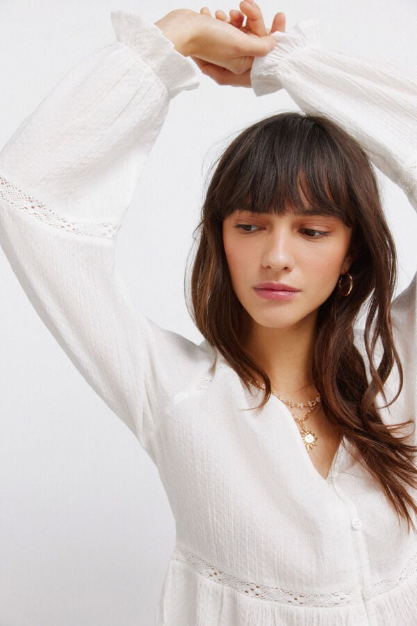 Springfield White romantic blouse brown