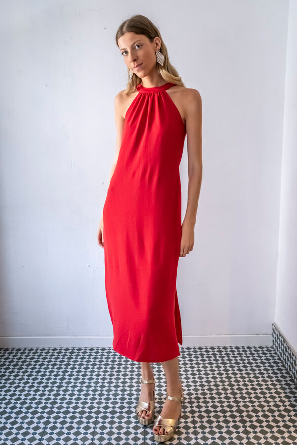 Cul Sac Vestido midi recto rojo