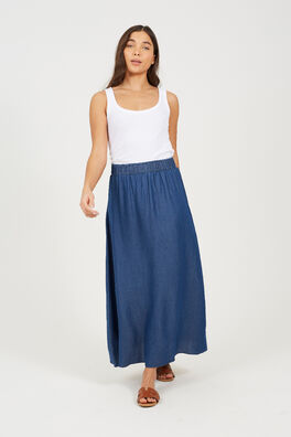Falda midi con cintura elástica