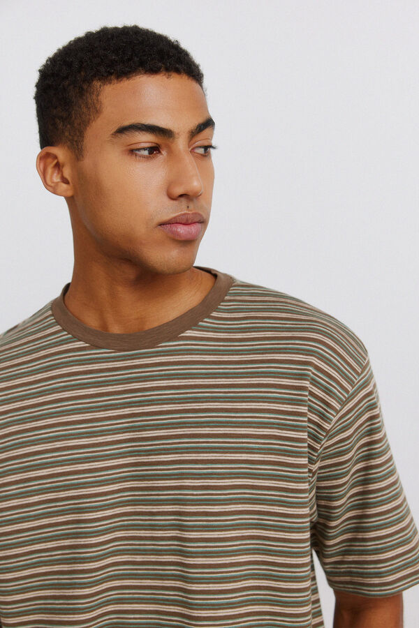 Springfield Textured striped T-shirt nude