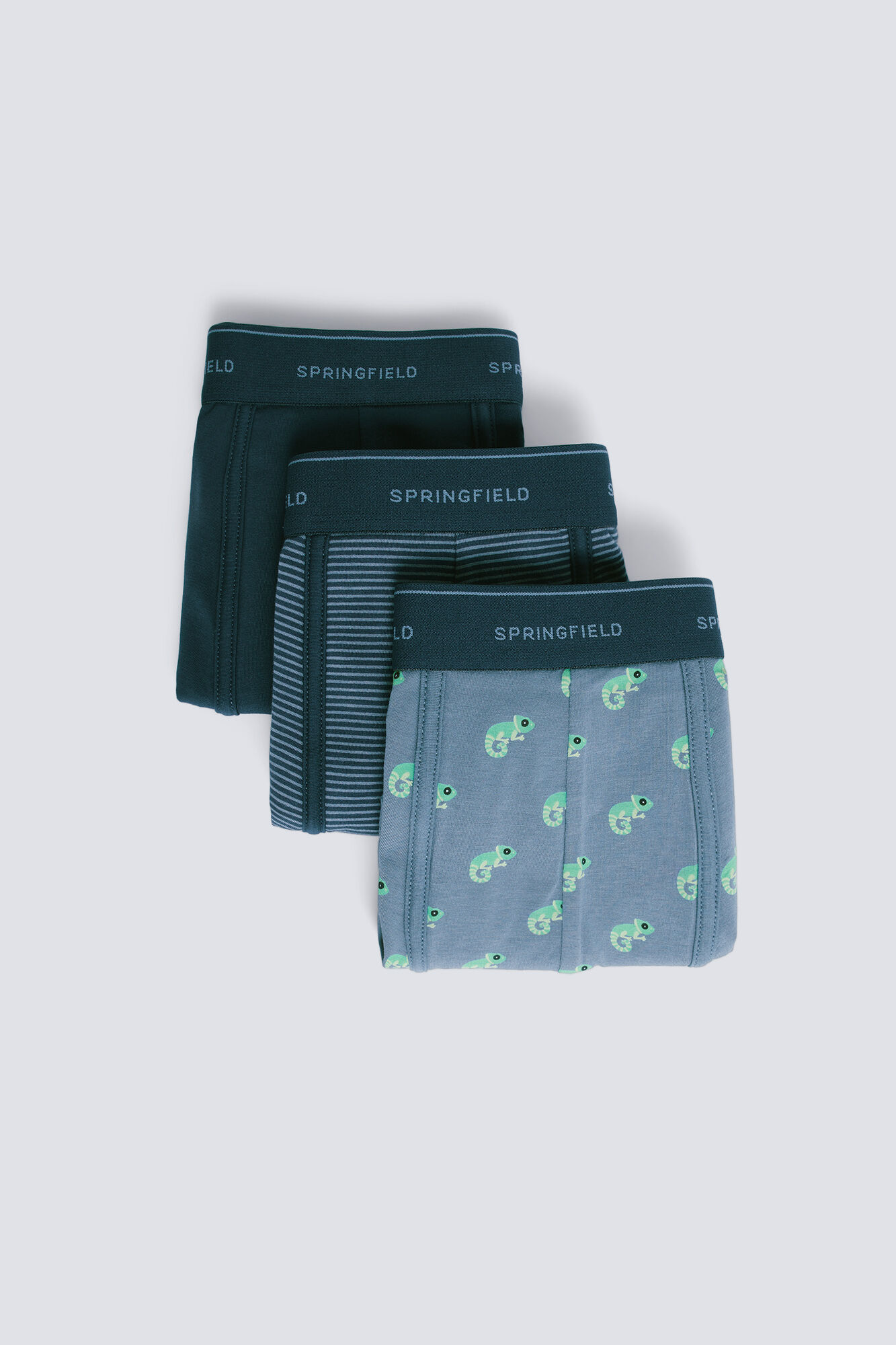 Springfield Pack of 3 chameleon and striped boxers