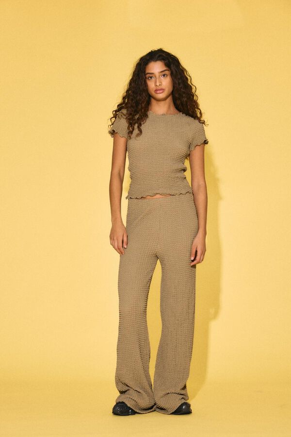 Noisy May Honeycomb top with piping green