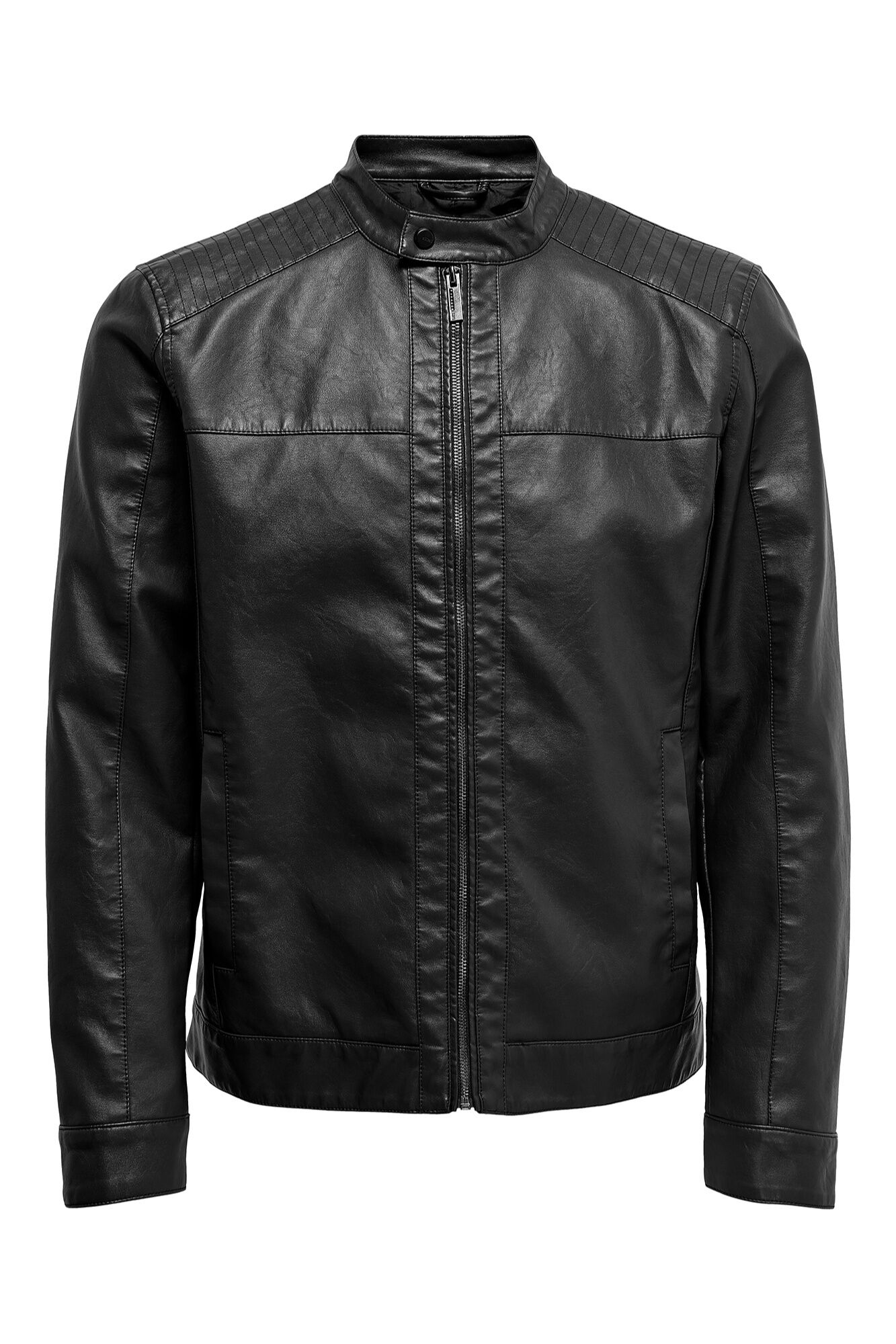 Only & Sons Casaco de imita&ccedil;&atilde;o de pele estilo biker