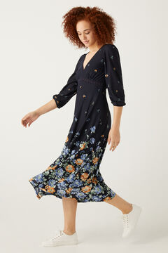 Springfield Midi-Kleid Blume Farbverlauf blau