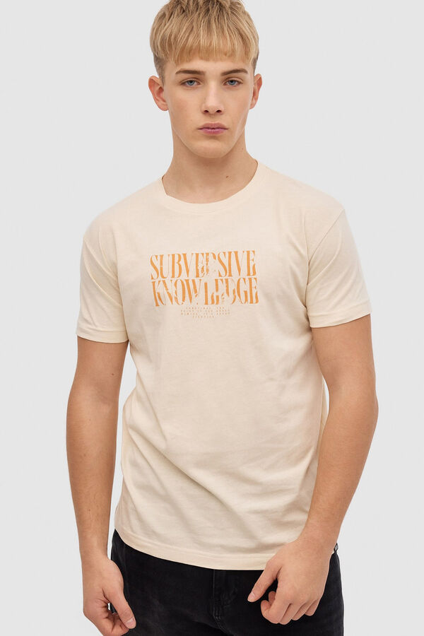Springfield Slogan print T-shirt camel