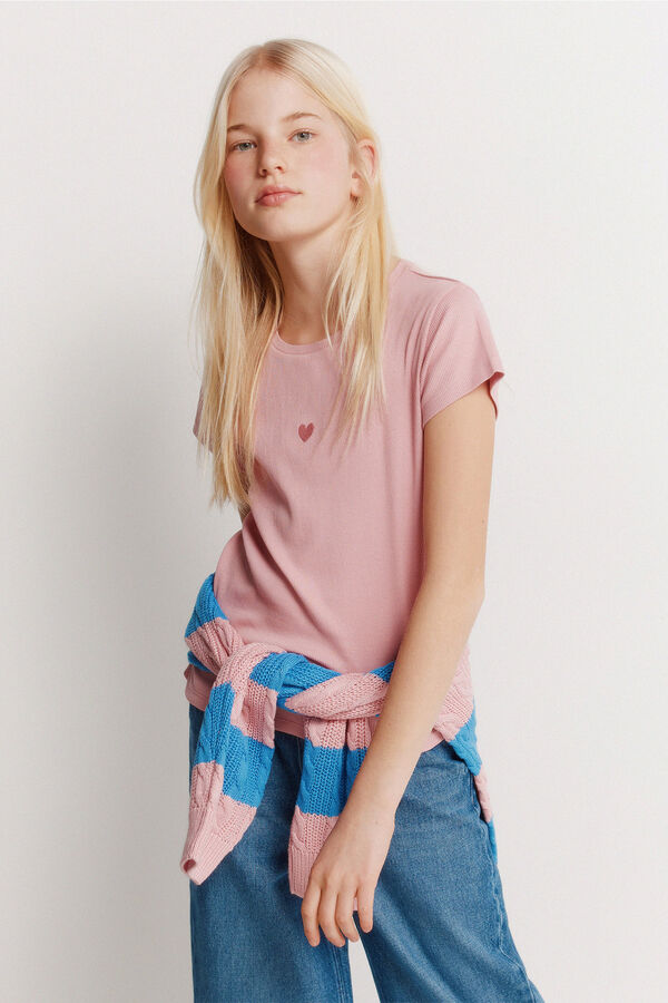 Springfield Kids Rebrasta majica kratkih rukava za devojčice Roze