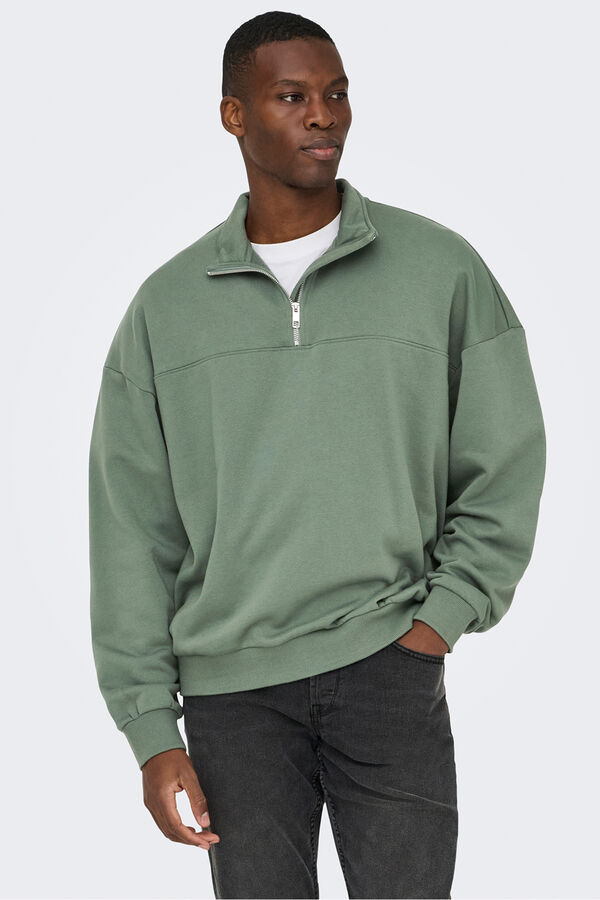 Only & Sons Sudadera con cremallera. verde