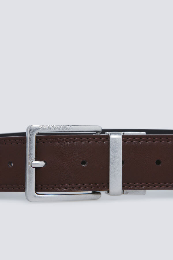 Springfield Reversible faux leather belt nude