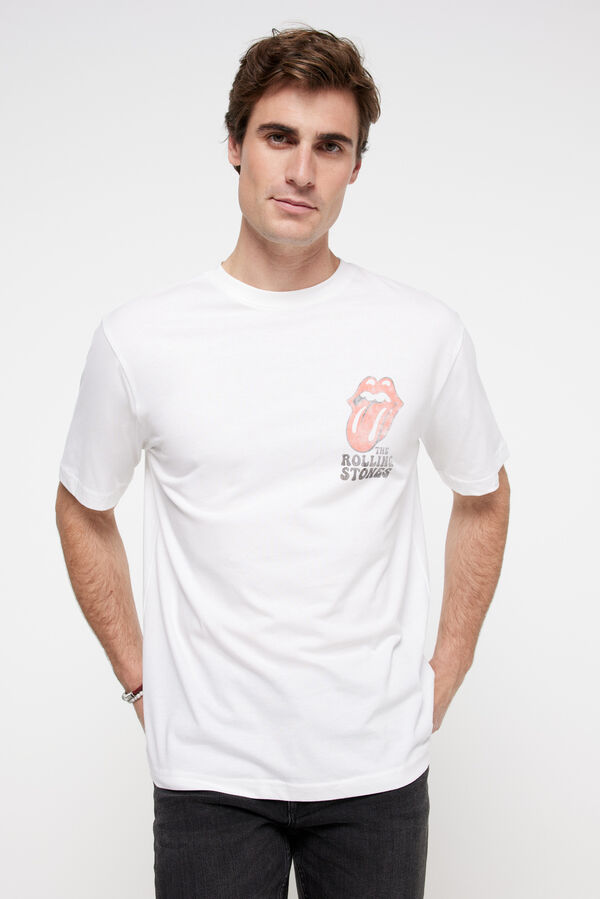 Springfield Kurzarm-Shirt Rolling Stones blanco