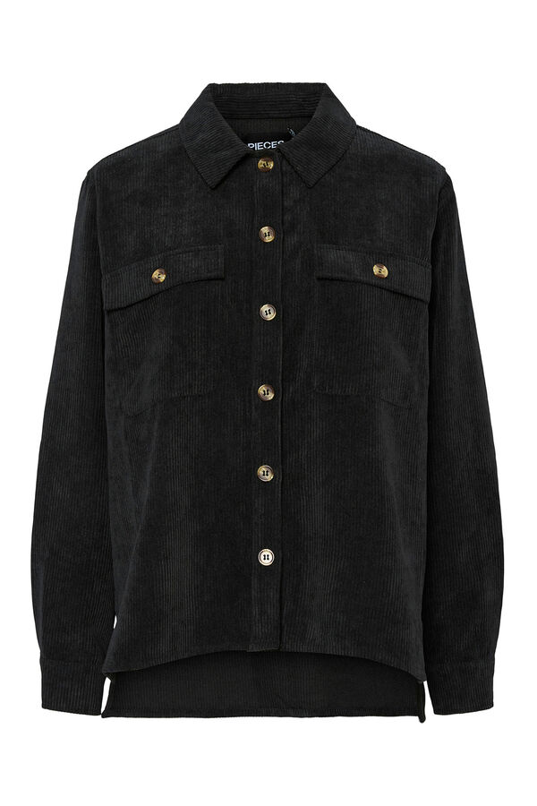 Pieces Corduroy shirt Crna