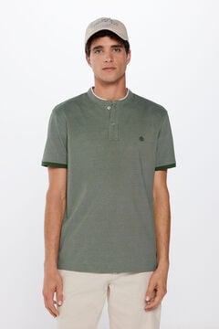 Springfield Slim fit polo shirt with Mandarin collar green