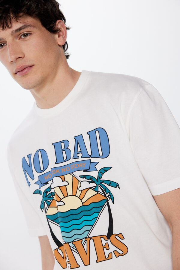 Springfield Camiseta no bad waves marfil