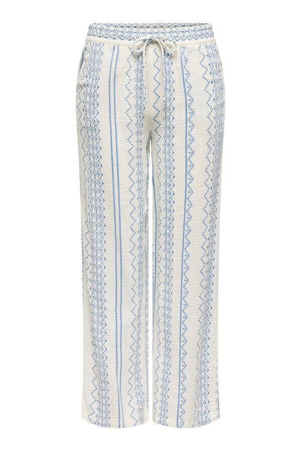 JDY Pantal&oacute;n ancho bambula blanco
