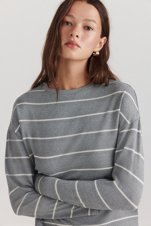 Springfield Striped long sleeve T-shirt grey
