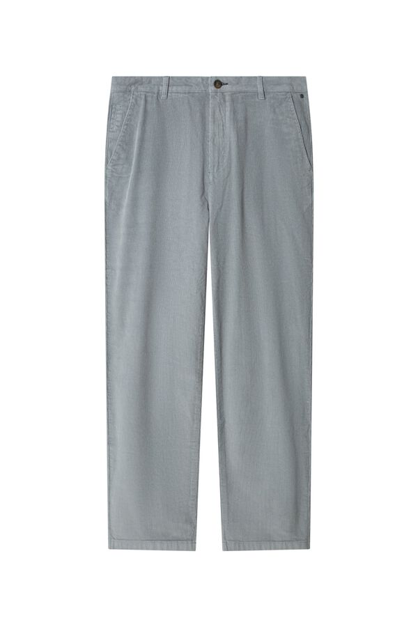 Springfield Pantalon en velours c&ocirc;tel&eacute; lav&eacute; bleu