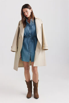Springfield Robe en denim &agrave; volants et patte de boutonnage