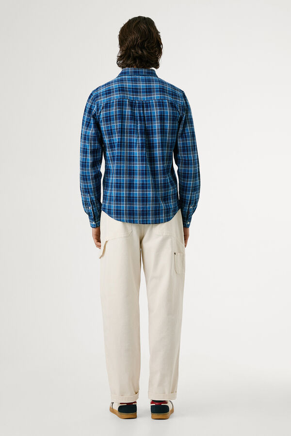 Pepe Jeans Camisa Popel&iacute;n Cuadros Fit Regular azul