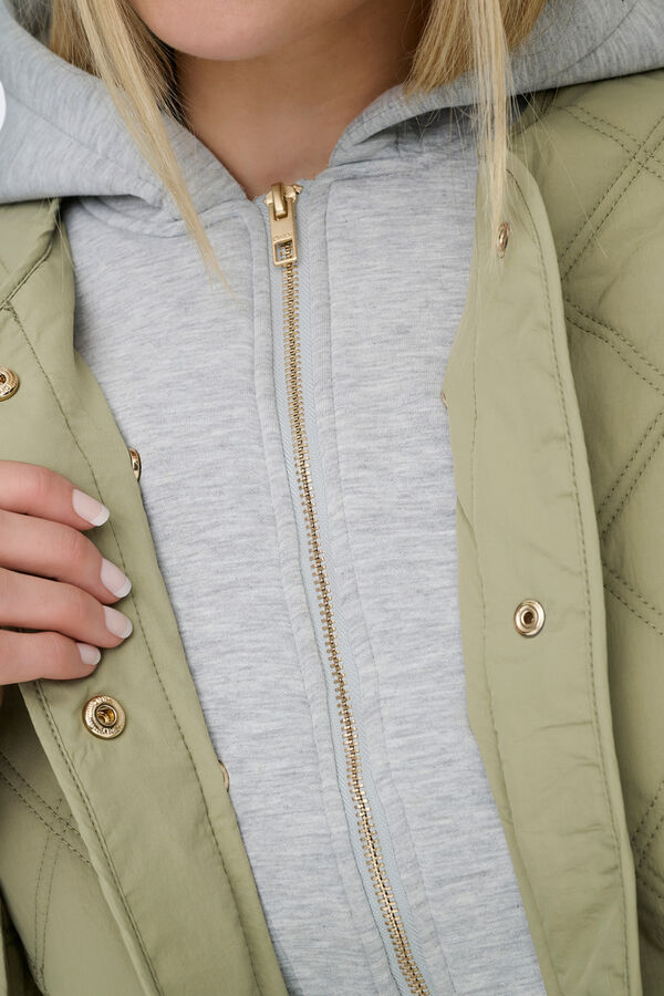 Only Chaqueta acolchada con capucha kaki