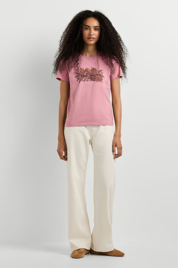 Pepe Jeans T-shirt b&aacute;sica de manga curta rosa