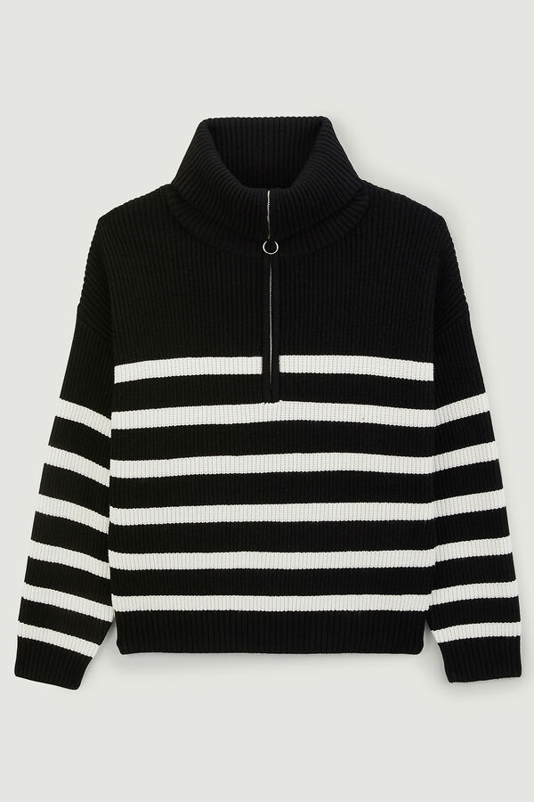 Springfield Zip collar knitted jumper crna