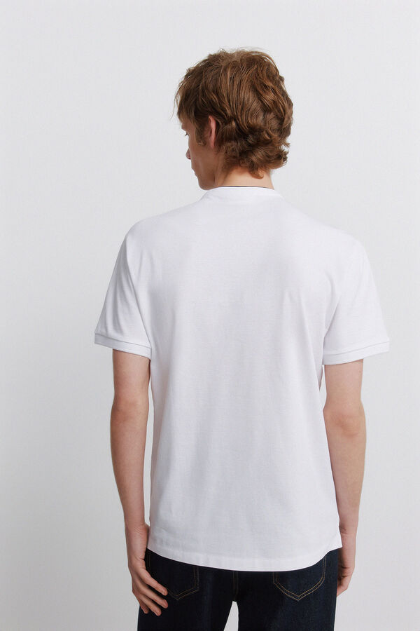 Springfield Polo piqu&eacute; col mao slim fit blanc