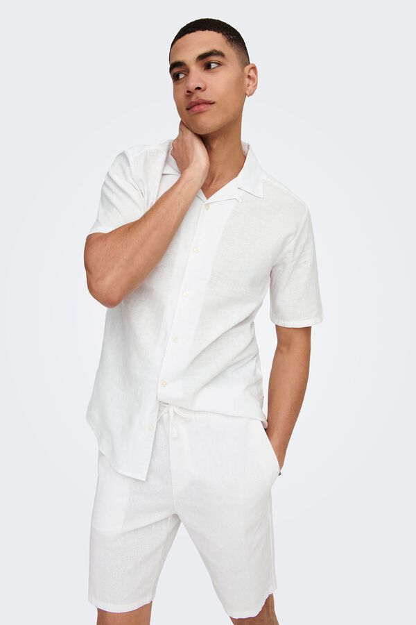 Only & Sons Linen Bermuda shorts white