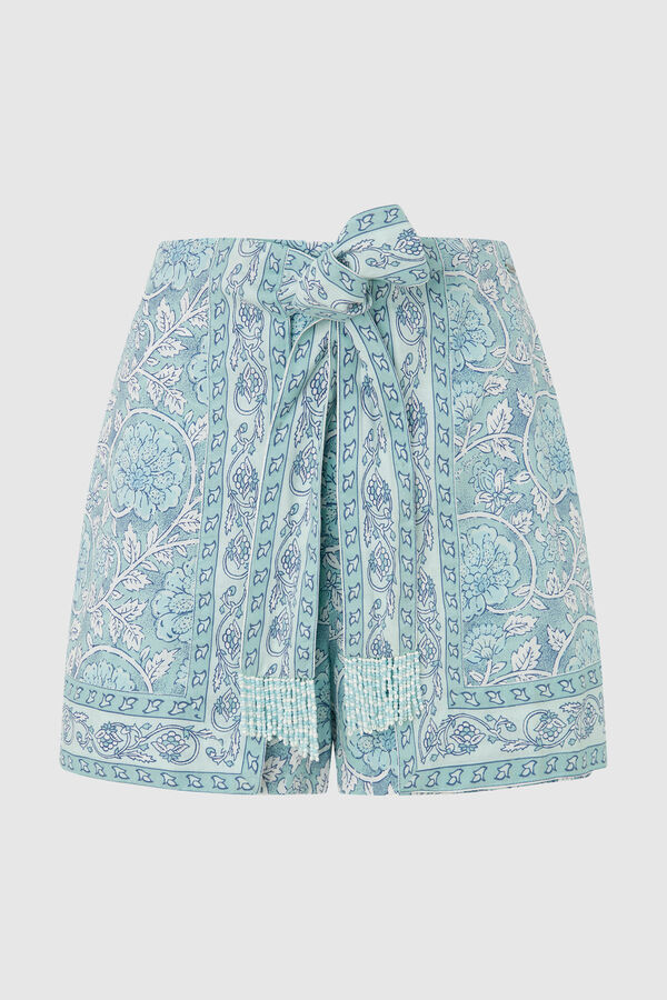 Springfield Cambric cotton shorts turquoise