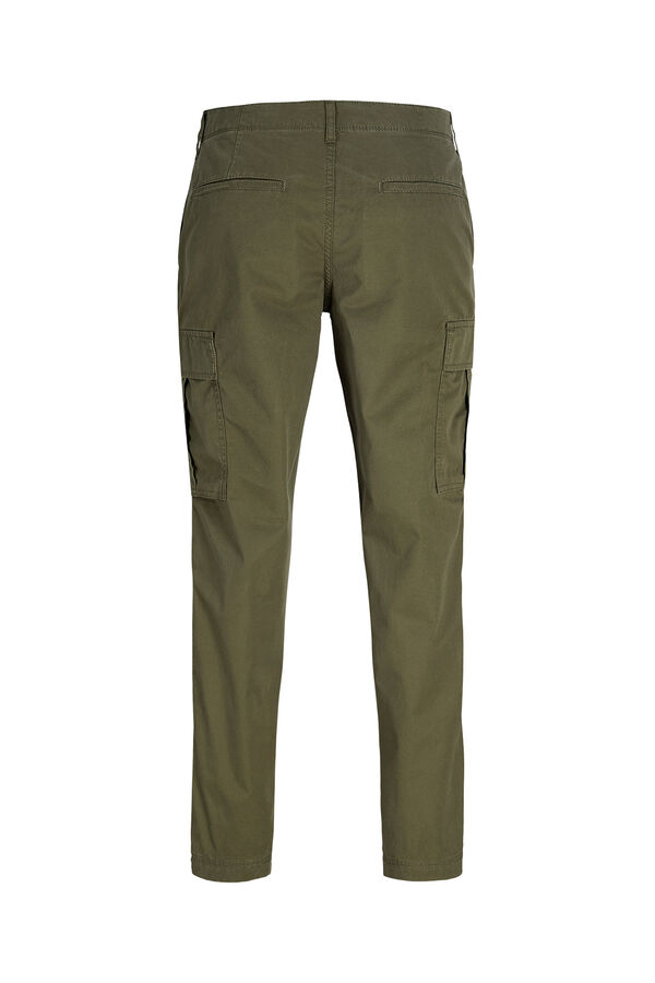 JJ REBEL Pantal&oacute;n cargo algod&oacute;n tiro medio verde
