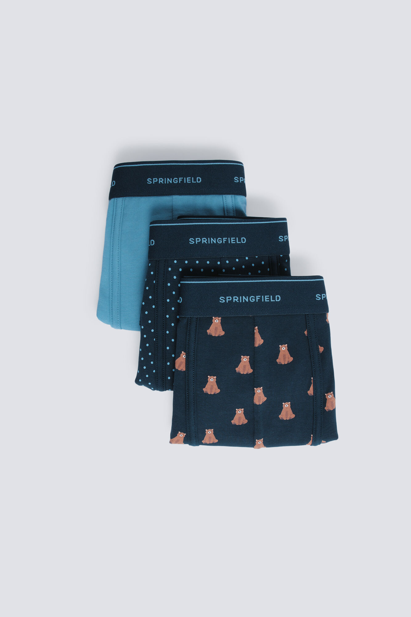 Springfield Pack of 3 bear and polka-dots boxers